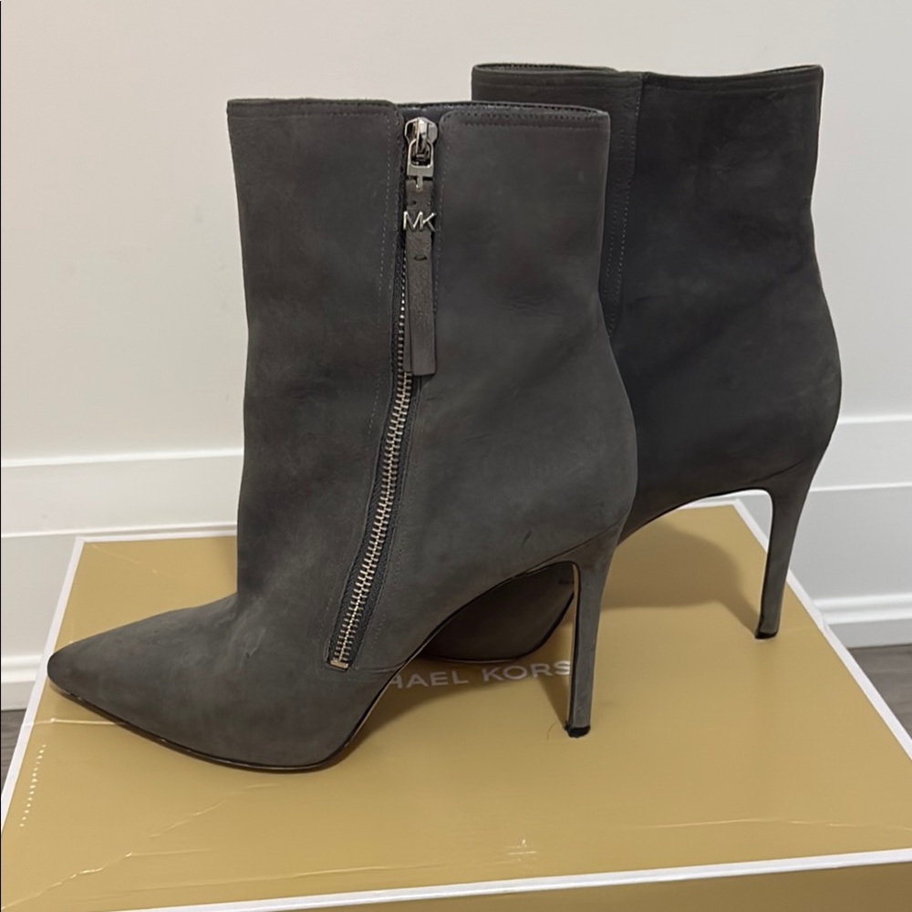 Michael Kors Gray Ankle Booties with Pointed Toe